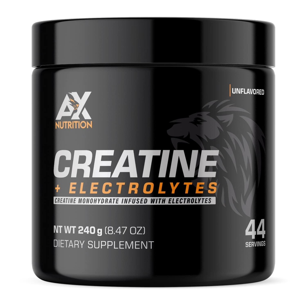 Creatine + Electrolytes 240g | 전해질과 주입되는 100% 순수한 크레아틴 Monohydrate|수염을 유지하면서 근육 성장 지원 | 44 서빙