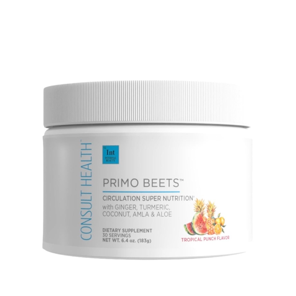 건강 Primo Beets-Beet 뿌리 분말 음료 혼합 Electrolytes-Nitrates to Support Circulation - Energy Boost - Ginger & Turmeric - Men & Women - Tropical Punch flavor - 30 서빙