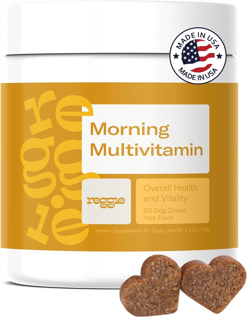 개를위한 레지스트리 모닝 Multivitamins | 면역, 심장, 피부, 코트, 관절 및 소화를위한 비타민 및 미네랄이있는 일일 개 비타민 체스 | Vet-Approved, Natural Dog Supplement | 60 Soft Chews