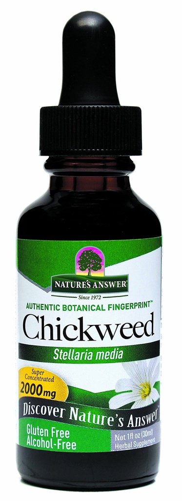 Nature's Answer Alcohol-Free Chickweed Stelleria Media 2000mg 1oz Extract | 초본 보충 | Digestion | Non GMO, Kosher, 글루텐 프리, 비건 | Single Count