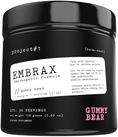 Project #1 Embrax : Thermogenic Preworkout Fat Burner Men & Women - 여성 및 남성을위한 최고의 Belly Fat Burners, 남성 및 여성을위한 L-Carnitine 보충 사전 운동 분말 | [30 서빙] - 거짓 곰
