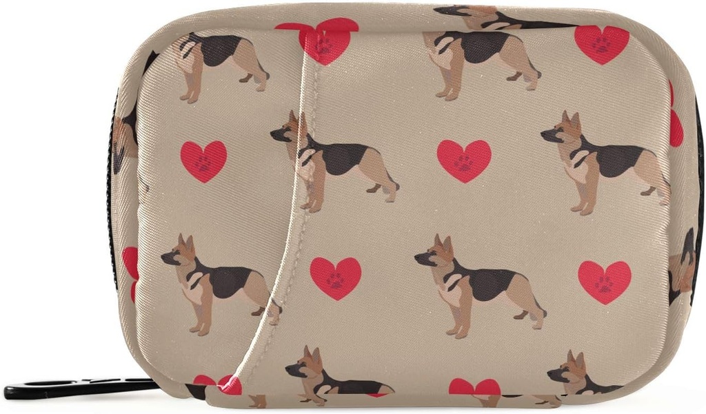 Pill Box German Shepherd Dog Heart 7 Day Pill Case Travel Pill 주최자 가방 지퍼 휴대용 주간 비타민 의학 보충 홀더 파우치 가방