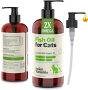 Deley Naturals Wild Caught Fish Oil for Cats with 2X Omega - 가장 높은 EPA 및 DHA Potency가있는 Cat Fish Oil - Shedding, Skin, Coat, Joint, Heart 및 Immune System을위한 오메가 3