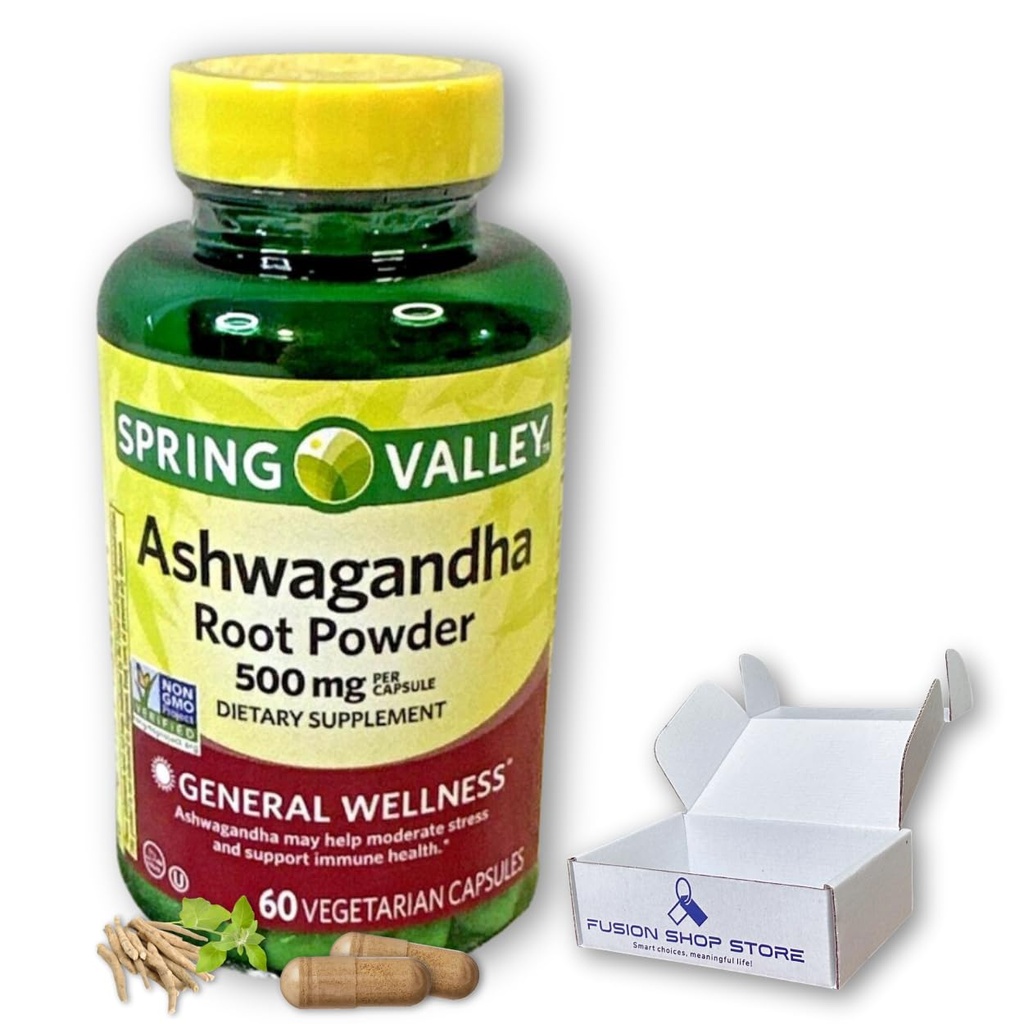 Ashwagandha- 500mg 뿌리 분말, 60 캡슐 (팩 1)