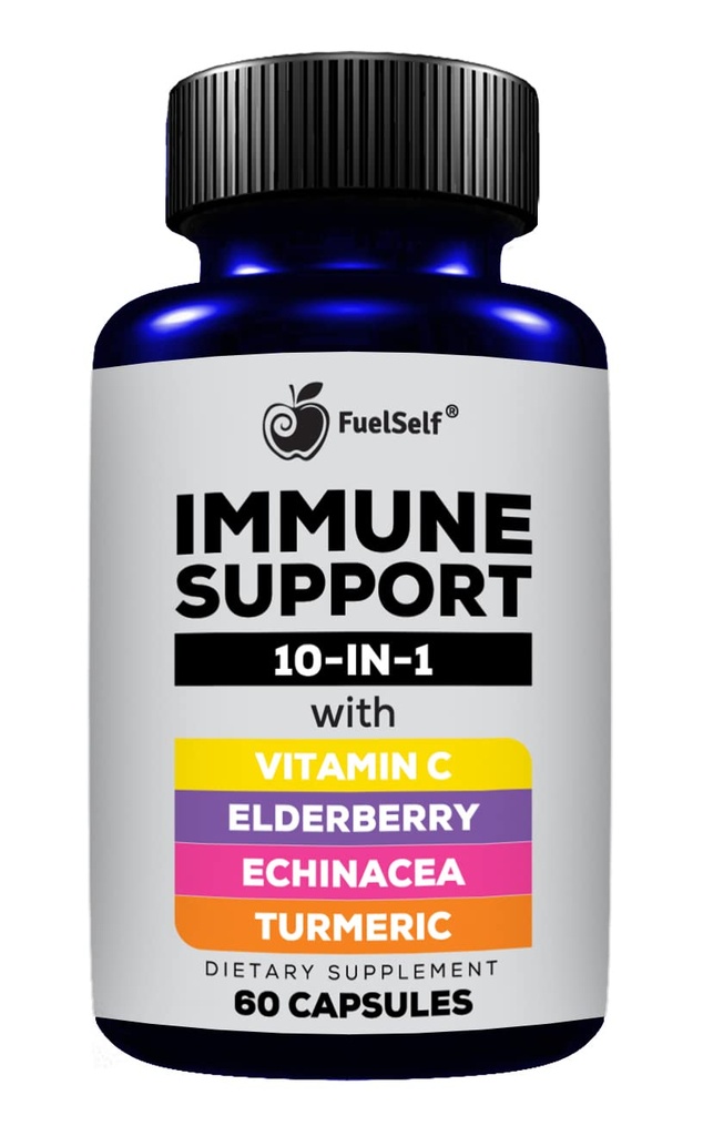 Elderberry, 비타민 C, Echinacea, Turmeric Curcuminoids, 비타민 E, 비타민 B6, 아연, L 글루타민 HCL, 마늘, Lactobacillus Acidophilus와 Immune 지원 부스터 보충교재: 60 조사, 1 팩
