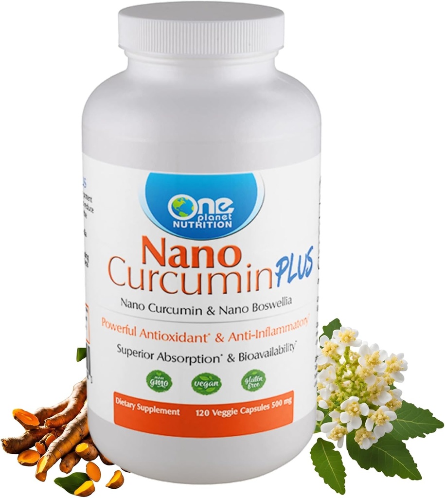 1개의 행성 영양 Nano Curcumin 플러스 500 mg Veggie 캡슐 (240의 서빙), 높은 흡수를 위한 Boswellia를 가진 Nano Curcumin는 합동과 면역성 건강, 비 GMO, Vegan, 글루텐 자유로운을 지원합니다
