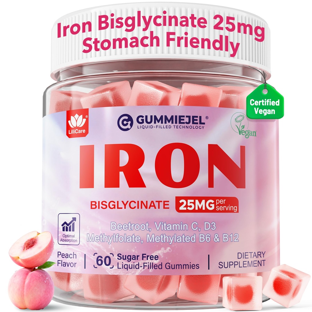 여성 25mg 플러스 비타민 C, 사탕수수수수수수수수수수, 비타민 B12, 철 결핍, 빈혈, 에너지 부스트, 설탕 무료 철 보충, 아니 맛, 60 새끼