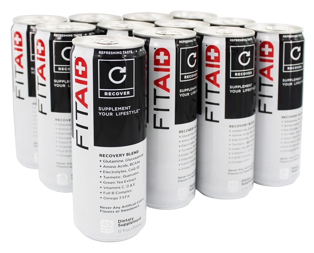 FITAID Recovery Blend | 100 % Clean & Paleo Friendly | 인공 색상, 향료 또는 감미료 | BCAA, L 글루타민, L 아르기닌, 오메가 3s, 12 오닉스 캔 (12 포장)
