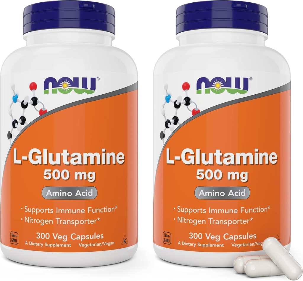 지금 L 글루타민 500mg 300 Veg 캡슐 (포장 2) - 비 GMO 보충교재 - Vegan Lglutamine 500 mg 모자
