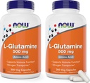지금 L 글루타민 500mg 300 Veg 캡슐 (포장 2) - 비 GMO 보충교재 - Vegan Lglutamine 500 mg 모자