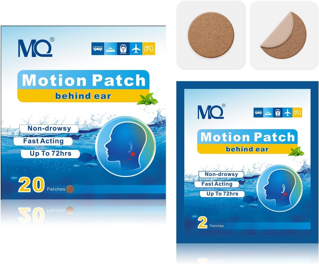 MQ 20ct 모션 간격 패치, 어두운 색상, 바다 Sickness 패치 비 Drowsy & 방수, 크루즈 선박 여행 필수, 빠른 행동 및 긴 지속 72H