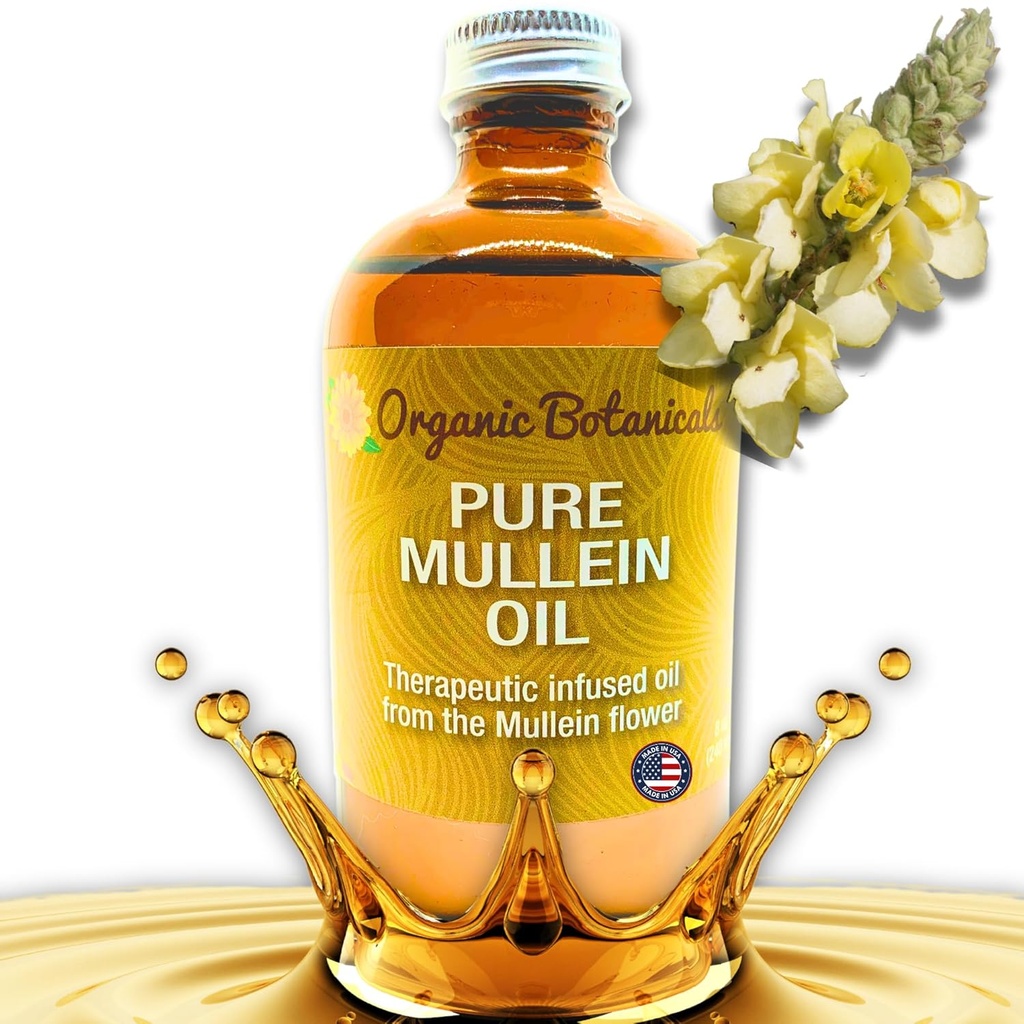 Mullein Oil - Earaches, Tinnitus & Kids 용 유기농 귀 오일 드롭 - Soothing Relief 용 허브 추출물 (4 oz)