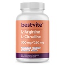 BESTVITE L-Arginine L-Citrulline 500mg / 250mg Vegan (240 채식 캡슐) - Stearates 없음 - Dicalcium Phosphate 없음 - 비 GMO - 글루텐 무료