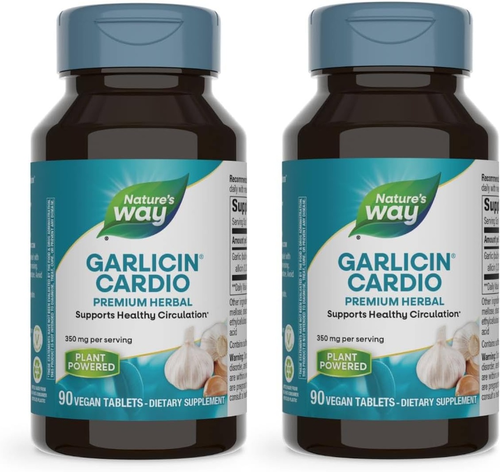 성격의 방법 Garlicin Cardio 우수한 초본 건강한 순환 지원* 90의 정제 봉사 당 350 mg