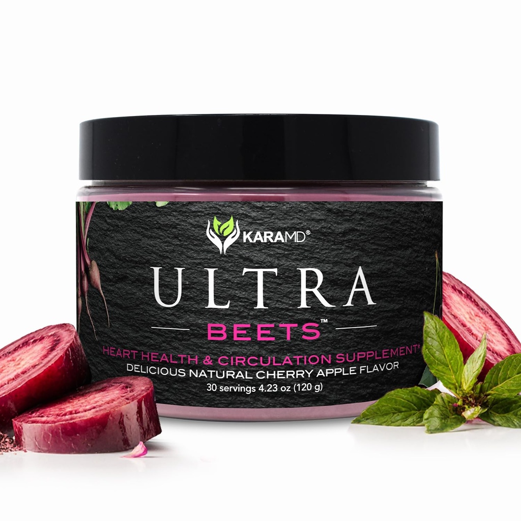 KaraMD UltraBeets | 맛있은 Beetroot Superfood Powder | 천연 Vegan Friendly, Non-GMO & Gluten Free Nitric Oxide Booster Supplement | 서적 및 에너지 지원 (30 집중 봉사)
