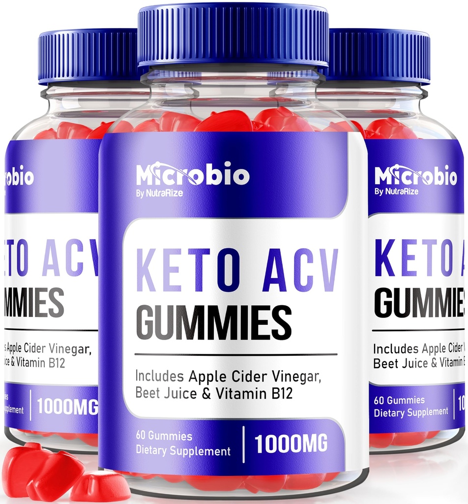 NutraRize (3 MicroBio Keto ACV Gummies, 공식 Keto + ACV Supplement, 모든 자연 마이크로 바이오, 애플 Cider Vinegar 리뷰 (180 Gummies)