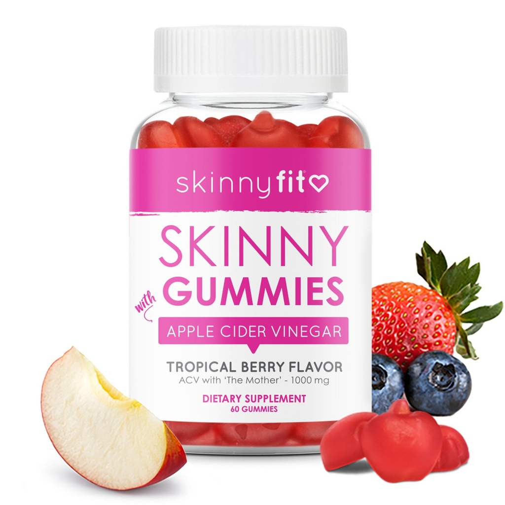 스키니Fit 마른 Gummies Apple Cider Vinegar Gummies w / 어머니, 건강한 무게, 면역 지원, 비타민 B9, B12, Beetroot, Pomegranate, Vegan-Friendly, 60 조사