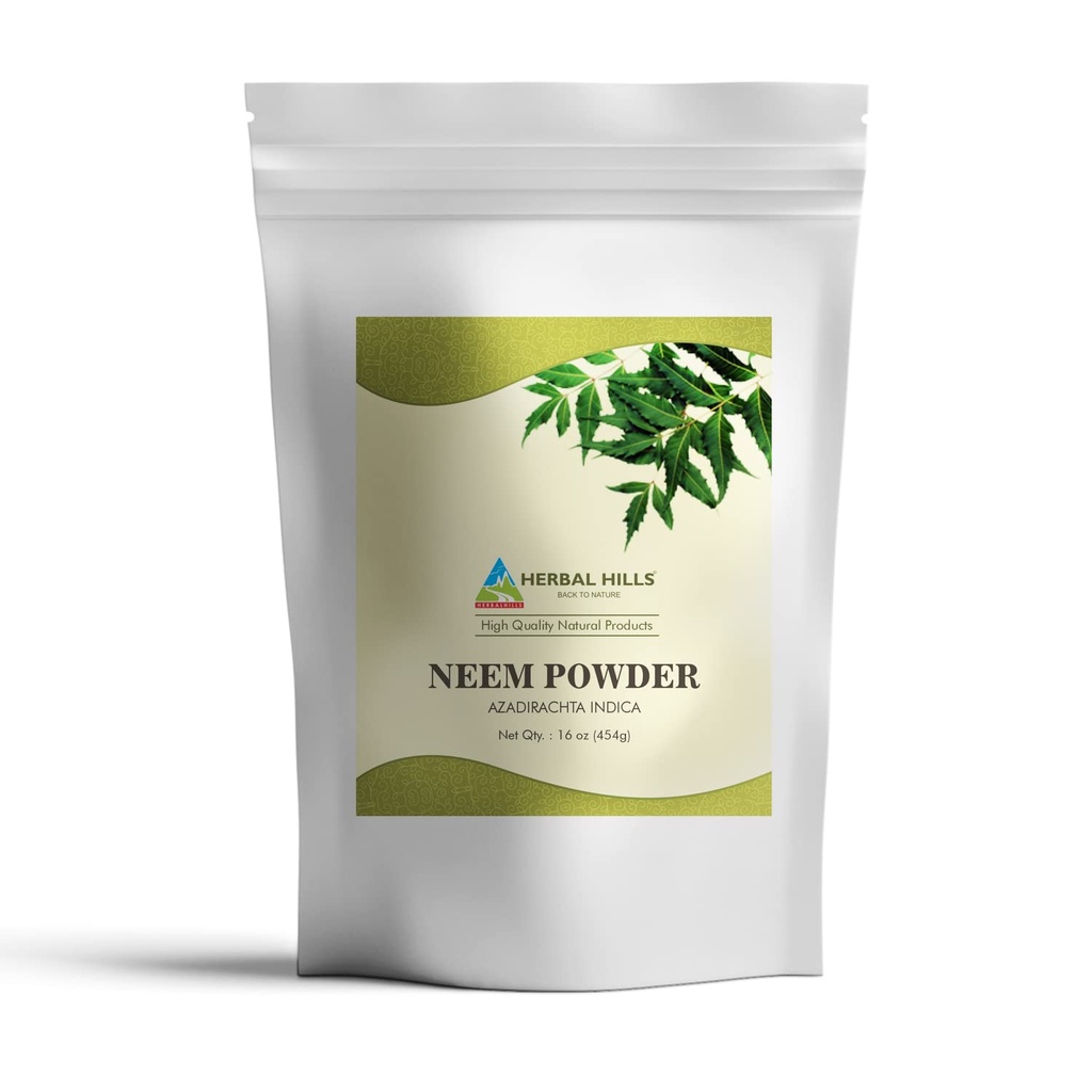 HERBAL HILLS Neem 분말 Azadirachta Indica 순수한 Neem 잎/잎 분말 16 Oz