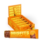 Misfits Vegan Protein Bar, Peanut Butter Fudge - 업데이트 된 레시피 | 식물 기반, 낮은 설탕 및 캐비넷, 높은 섬유 스낵 | 15 팩