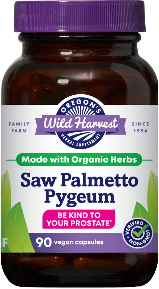 Oregon의 Wild Harvest는 Palmetto Pygeum 캡슐, Non-GMO 유기 초본 보충교재, 90 조사를 보았습니다