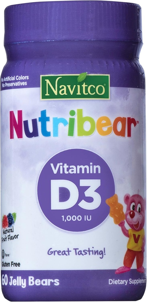 "NutriBear" 비타민 D3 1,000 IU 큰 타스팅, 60 젤리 곰