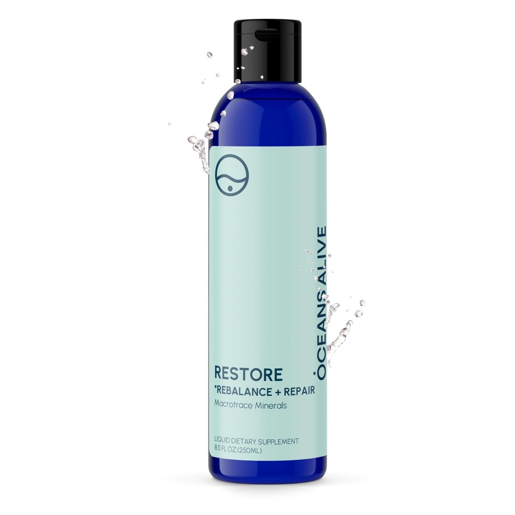 Restore - 리밸런스 + 수리 액체 드롭 - 히드라 션, 일렉트로트 및 광물 보충 지원, 광물 리치 액체 추적 요소, 8.4 fl oz의 이온 추적 광 솔루션