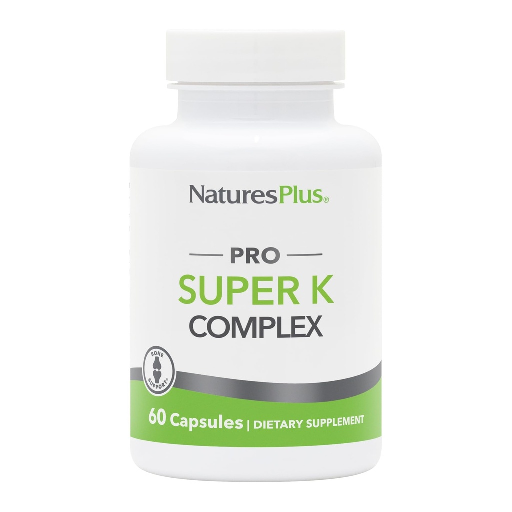 NaturesPlus PRO Super K Complex - 60 캡슐 - 건강한 칼슘 대사 촉진 - 비타민 K1 및 K2 포함 - 비 GMO, Vegan & 글루텐 무료 - 60 서빙