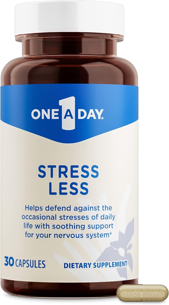 1 A Day Stress Supplement – Occasional Stress Relief Supplement, Ashwagandha, Passionflower 및 Valerian Extracts for Nervous System Support, 30 캡슐