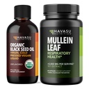 HAVASU 영양 유기 검정씨 기름 액체 + Mullein 잎 캡슐 뭉치