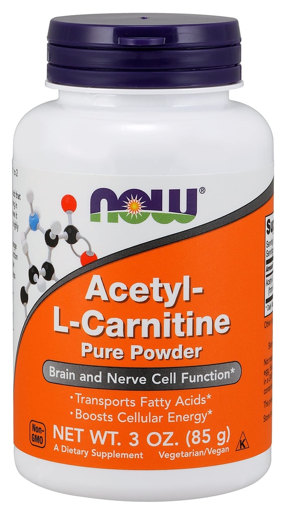 지금 식품 보충제, ALC (Acetyl-L-Carnitine) 분말, 뇌 및 신경 세포 기능 *, 3-Ounce