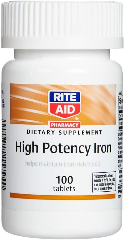 Rite Aid 높은 효능 철 정제 - 100 개