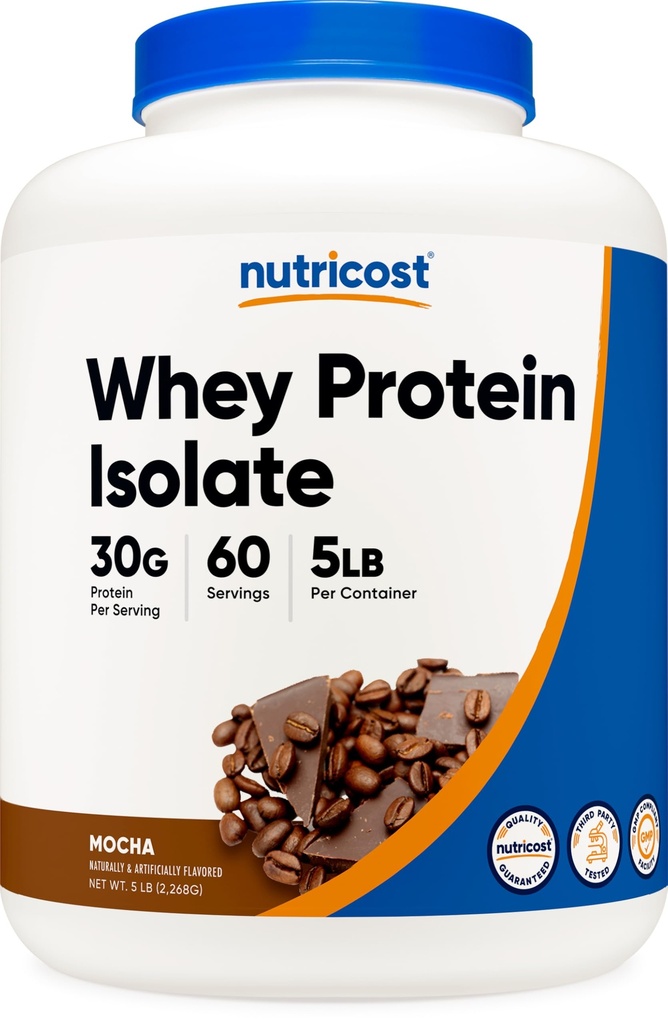 Nutricost Whey Protein Isolate (모카) 5LBS - 글루텐 무료 및 비 GMO
