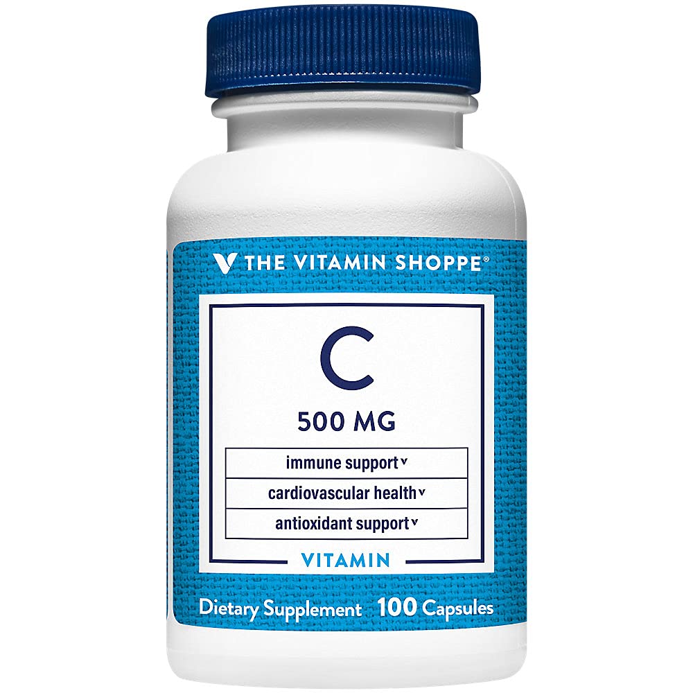 비타민 Shoppe 비타민 C 500MG, 면역성 및 심혈관 건강 (100 캡슐)