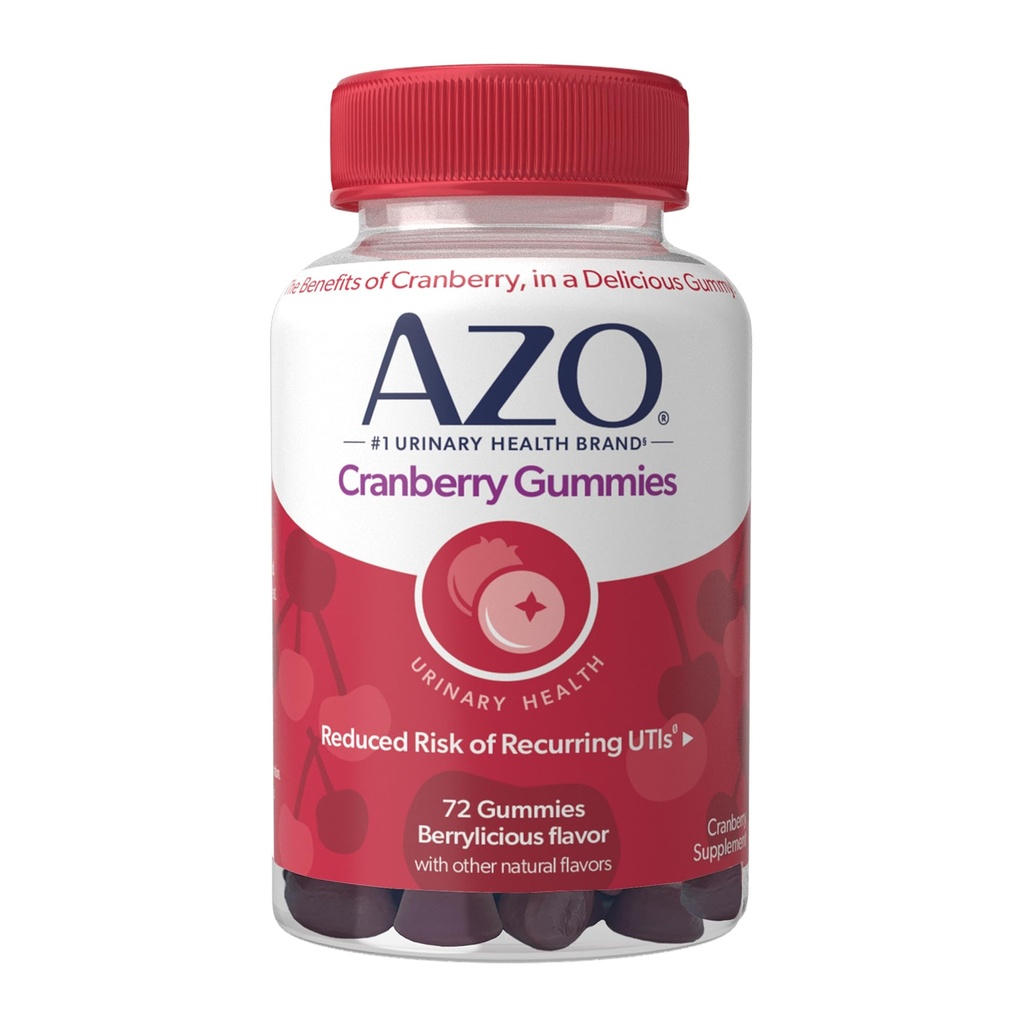 AZO Cranberry Urinary Tract 건강 Gummies 규정식 보충교재, 2 Gummies = 1 Cranberry 주스의 유리, Cleanse & Protect, 자연적인 Berrylicious 풍미, 비 GMO, 72 Gummies