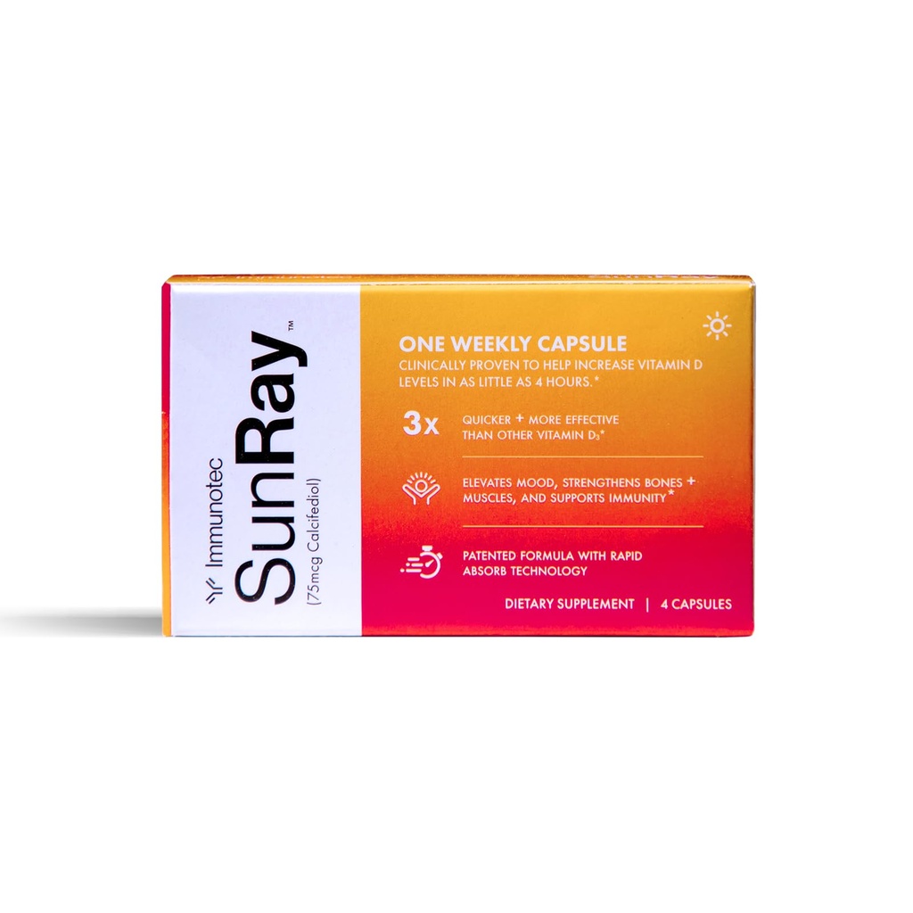 Immunotec Sunray – Calcifediol 75 mcg – 비타민 D의 고급 형태 – 주 복용량 – 우수한 흡수 - 빠른 행동