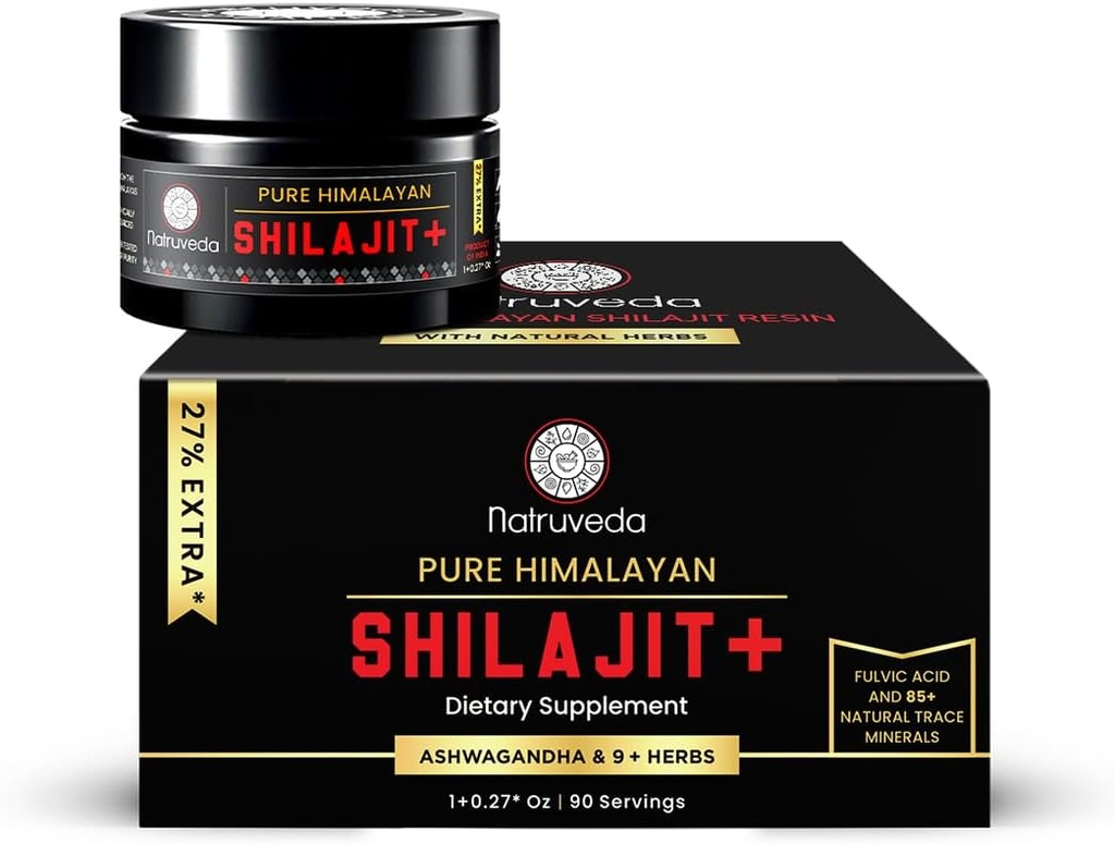 남자 & 여자를 위한 Himalayan Shilajit 수지 - 유기 Shilajit, Fulvic 산 & 85+ 자연적인 추적 무기물 - Ayurvedic 규정식 차 수지, 10 자연적인 성분 f - 90의 서빙, 1.27oz