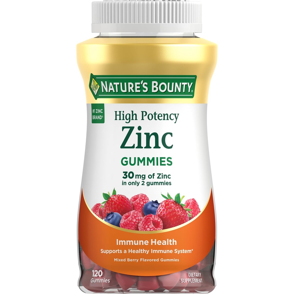 자연의 Bounty 아연 Gummies, 면역 지원 Gummies, 지원 피부 & 산화 방지제 건강, 혼합 Berry, 30mg, 120 조사