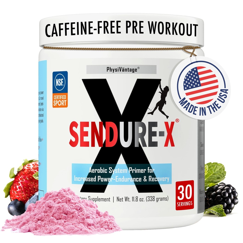 Sendure-X Beetroot + Citrulline Powder - Caffeine-Free Pre-Workout - 부스트 혈류, 에너지, VO2 Max, Endurance, Recovery - NSF 스포츠 인증, 피크 성능, 자연 - 30 서빙 와일드 베리