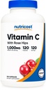 로즈 HIPS 1025mg, 120 캡슐 - 비타민 C 1000mg, 로즈 HIPS 25mg, 프리미엄, 비 GMO, 글루텐 무료 보충