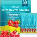 Electrolytes 분말 패킷, 30 스틱 Hydration 패킷 설탕 무료, Electrolyte 음료 혼합 휴대용 Electrolyte Packets for Rapid Hydration, Sugar 0 & 0 Calorie, Strawberry & Raspberry 풍미