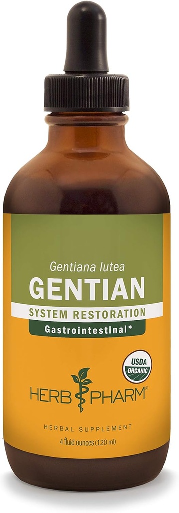 소화 지원을위한 허브 Pharm 인증 유기 Gentian 액체 추출물 - 4 Ounce