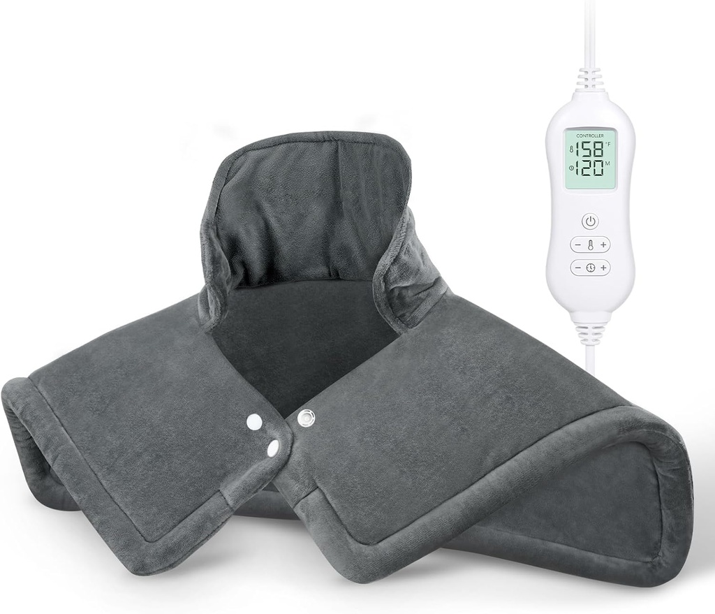 목과 어깨 통증 완화를위한 NOWWISH 가열 패드, 2lb 10 열 레벨과 자동 폐쇄, 대형 열 포장, 여성 남성을위한 생일 선물, 17 "x23", 그레이