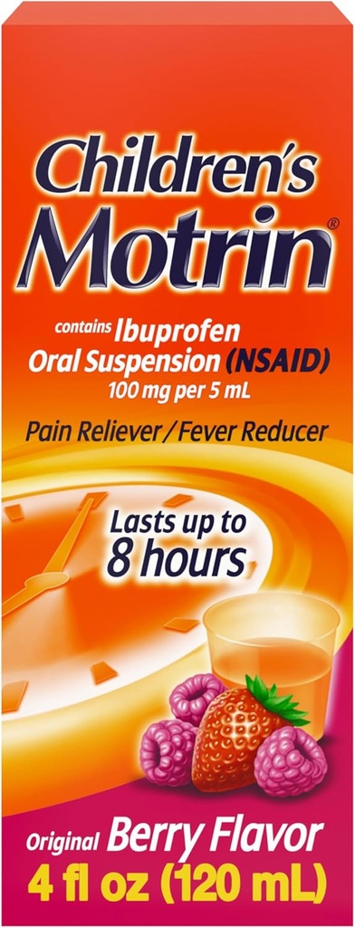 아이들의 Motrin 구두 중단 약, 100 mg Ibuprofen, 아이 Fever 흡진기 & 고통은 저온 & 독, 알콜 자유로운, Berry 맛있게, 4개 fl. oz로 고통합니다