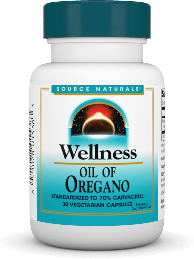 Oregano의 Source Naturals Wellness Oil - 70% Carvacrol - 30 채식 캡슐에 표준화