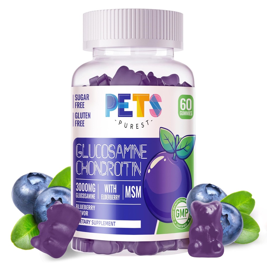 MSM & Elderberry Extra Strength를 가진 가장 순수한 글루코사민 Chondroitin Gummies - 합동 지원, 성인, 남자 & Women.60 블루 베리 Gummies를 위한 산화 방지제 Immune 지원 보충교재