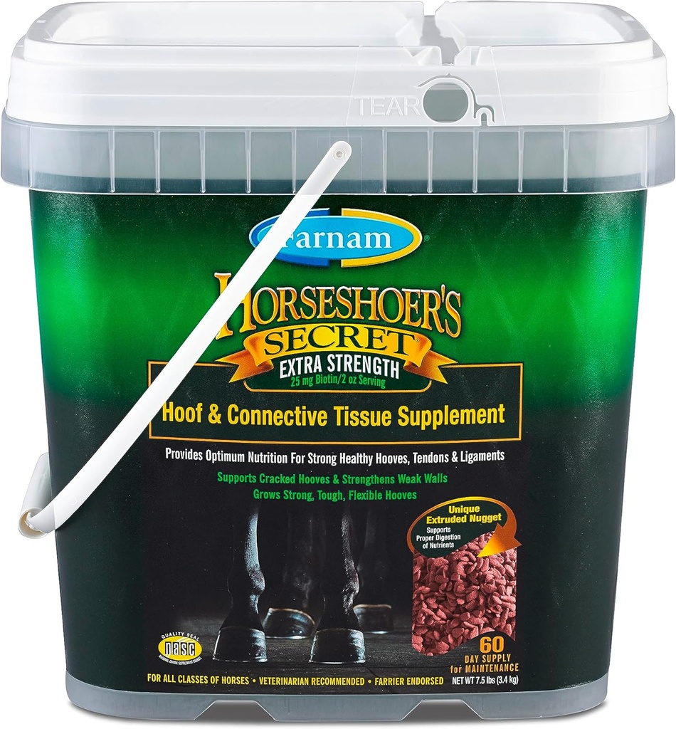 Farnam Horseshoer의 비밀 여분 힘 Hoof 보충교재 & 연결 조직 보충교재는, 강한, 건강한 호브, Tendon & ligaments, 7.5 lbs, 60 일 공급을 승진시킵니다