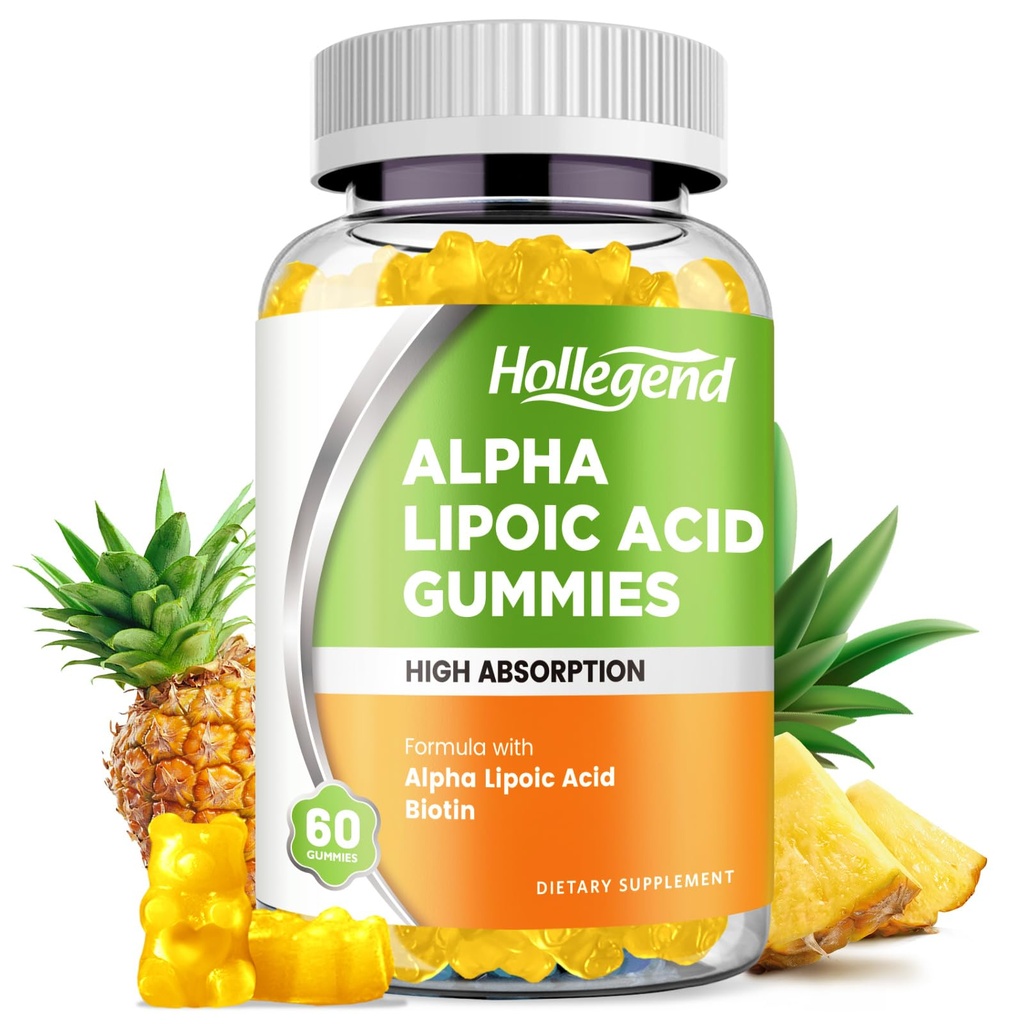 알파 Lipoic 산성 Gummies Biotin, 산화 방지제, 뇌 건강 및 Nerve 지원, 파인애플 맛, 설탕 무료, 60 Chews를 위한 높은 흡수 Chewable ALA 보충교재를 가진 1000Mg