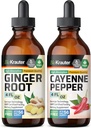 BIO KRAUTER 생강 뿌리 Tincture 4 Fl. Oz. & Cayenne Pepper Tincture 4 Fl. Oz.
