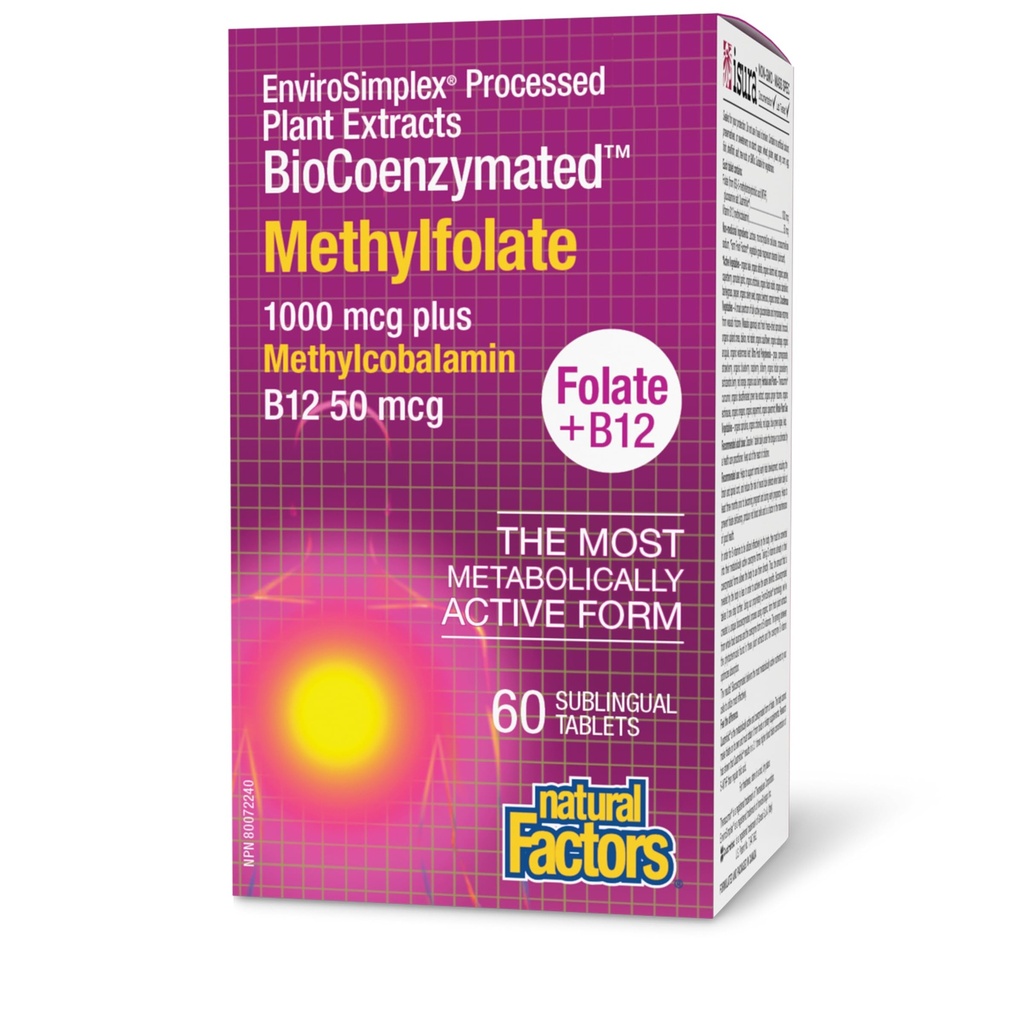 자연적인 요인 Biocoenzymated Methylfolate 1000Mcg, 60 CT