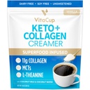 VitaCup Keto + Collagen Coffee Creamer Vanilla 풍미 MCT, Collagen Protein, Coconut Water, Keto Diet, 커피, 스무디, & 셰이크, Dairy-Free, Gluten-Free, Soy-Free, 10oz에 사용